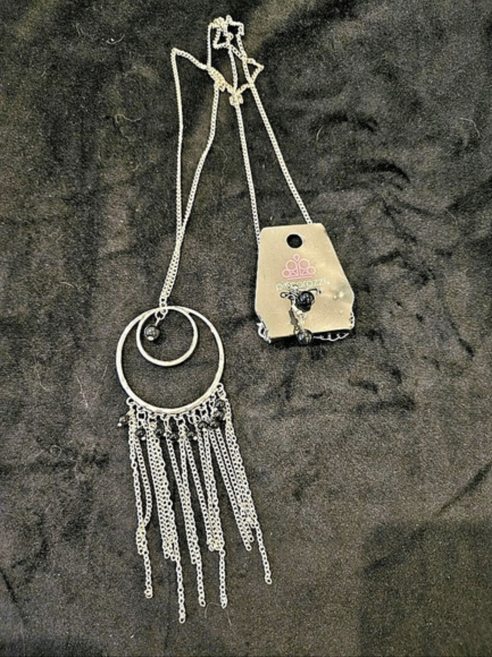 Paparazzi First Class Fringe - Black Layered Circle Pendant Necklace in Silver &